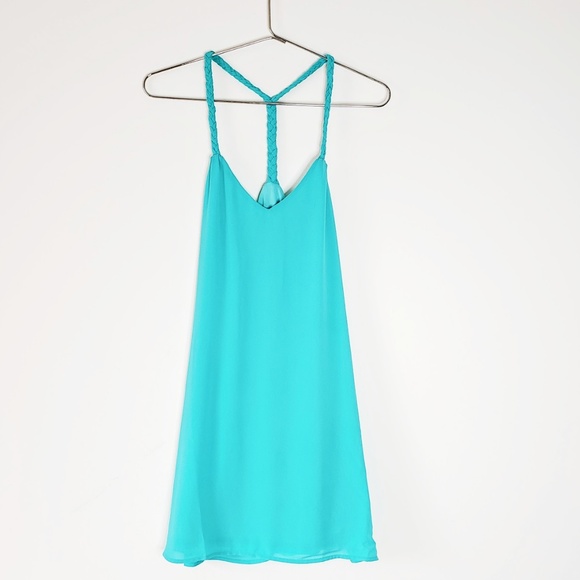 Turquoise Sheer Mini Dress Small - Picture 3 of 7